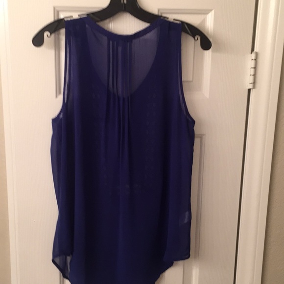 Royal Blue Daniel Rainn sheer sleeveless blouse - Picture 4 of 5